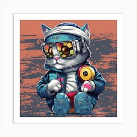 Dj Cat Art Print