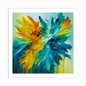 Gorgeous, distinctive yellow, green and blue abstract artwork 3 Art Print