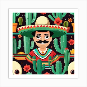 Mexican Man With Mustache 1 Art Print