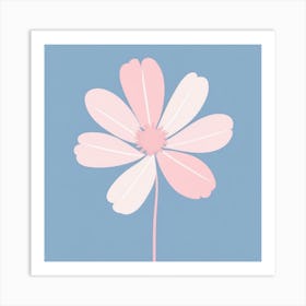 A White And Pink Flower In Minimalist Style Square Composition 420 Art Print