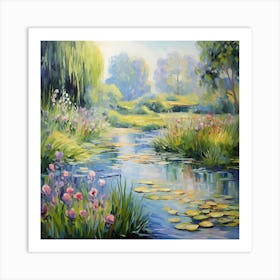 Serenity Strokes: Irises in Monet's Palette Art Print