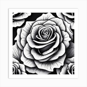 Black And White Roses 2 Art Print