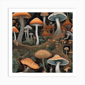 Autumn mushroom tones Art Print