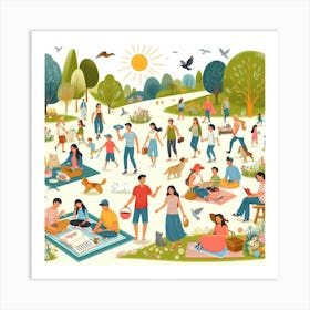 Picnic In The Park 1 Art Print