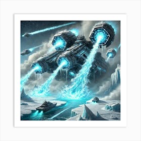 A Futuristic Sci Fi Depiction Of A Frost Barrage I Art Print