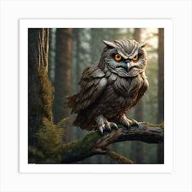 Owl In The Woods 40 Art Print