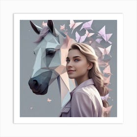 Portrait Of A Girl With A Horse Art Print