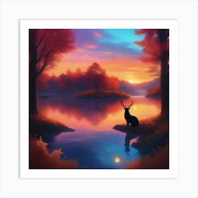 Deer In The Forest 10 Art Print