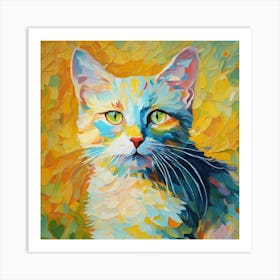 Abstract Vincent van Gogh painting cat in pastel shades Art Print