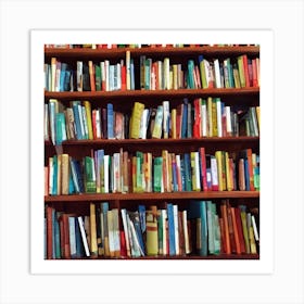 Colorful Bookshelf Art Print