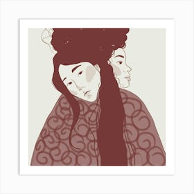 Portrait Of Two Women Art Print