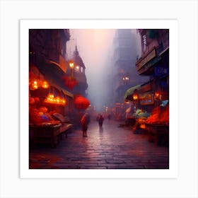 City In The Fog Art Print