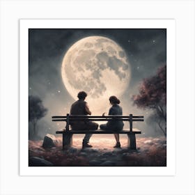 Couple Sitting On A Bench Art Print