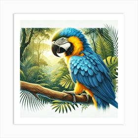 Parrot In The Jungle 4 Art Print