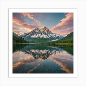 Sunrise At The Alpine Lake Art Print