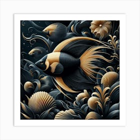 Black And Gold Fish Art Print