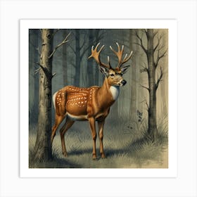 Deer In The Woods 21 Art Print