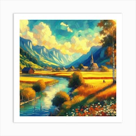 Switzerland Landscape Painting Art Print