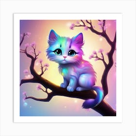 Cute Kitten On A Tree Branch 2 Art Print