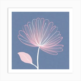 A White And Pink Flower In Minimalist Style Square Composition 592 Art Print