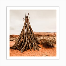 Wooden Tipi Square Art Print