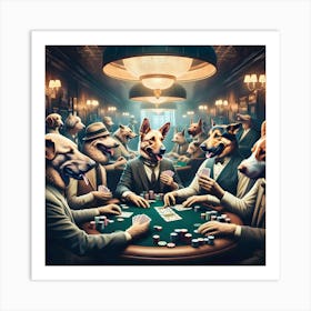 Canine Capers at the Card Club 1 Art Print