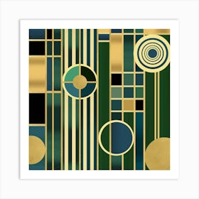 Art Deco in Gold and Green Art Print