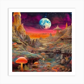 Mushroom Moonscape 2 Square Art Print