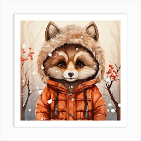 Christmas Raccoon Art Print