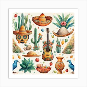 Mexican Watercolor Set Art Print