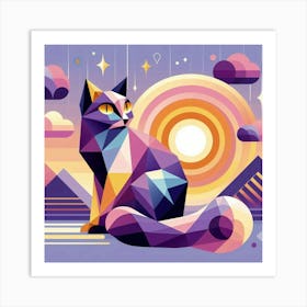 Sushi Low Poly Cat Art Print