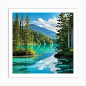 Lake Surrounded By Trees 1 Art Print