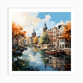 Ephemeral Elegance Amsterdam S Summer Symphony On The Canal Art Print