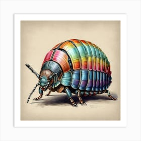 Colorful Insect Illustration Pill Bug Art Print Art Print
