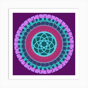 MidMod Boho Abstract Celestial Mandala Geometric in Purple, Lavender, and Turquoise Art Print