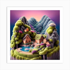 Knitted Village Art Print