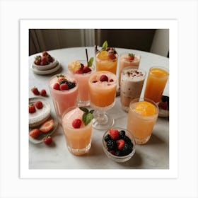 Default Drinks Combined With Food And Desserts Aesthetic 0 Art Print