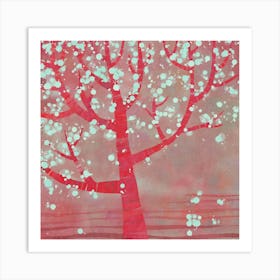 Blossoming Tree Pink and Blue Art Print