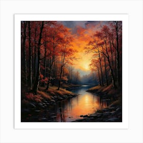 Sunset In The Woods Art Print