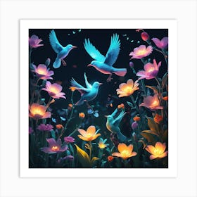 Birds And Flowers Art Print