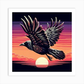 Raven At Sunset Art Print