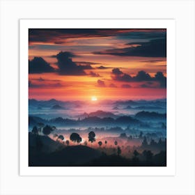 Sunrise Over The Mountains Art Print