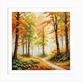 Forest In Autumn In Minimalist Style Square Composition 85 Art Print