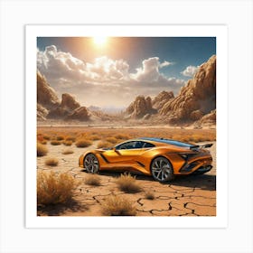 Sports Car In The Desert Art Print