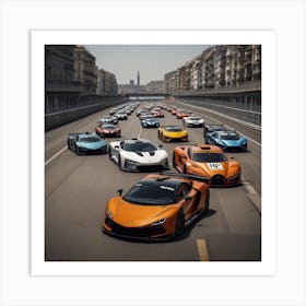 Supercars On The Road Art Print