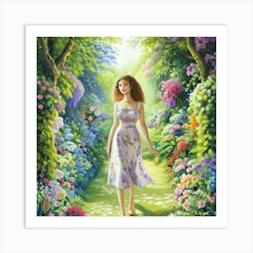 Girl In The Garden 2 Art Print