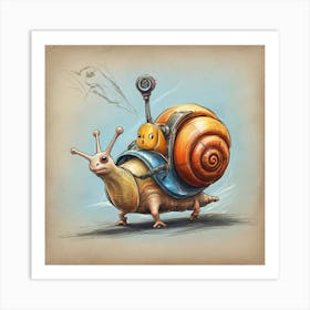 Snail On A Bike 4 Art Print