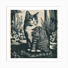 Cat In The Woods Art Print