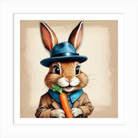 Rabbit In Hat 1 Art Print