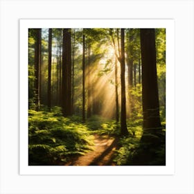 Sunbeams In The Forest Art Print